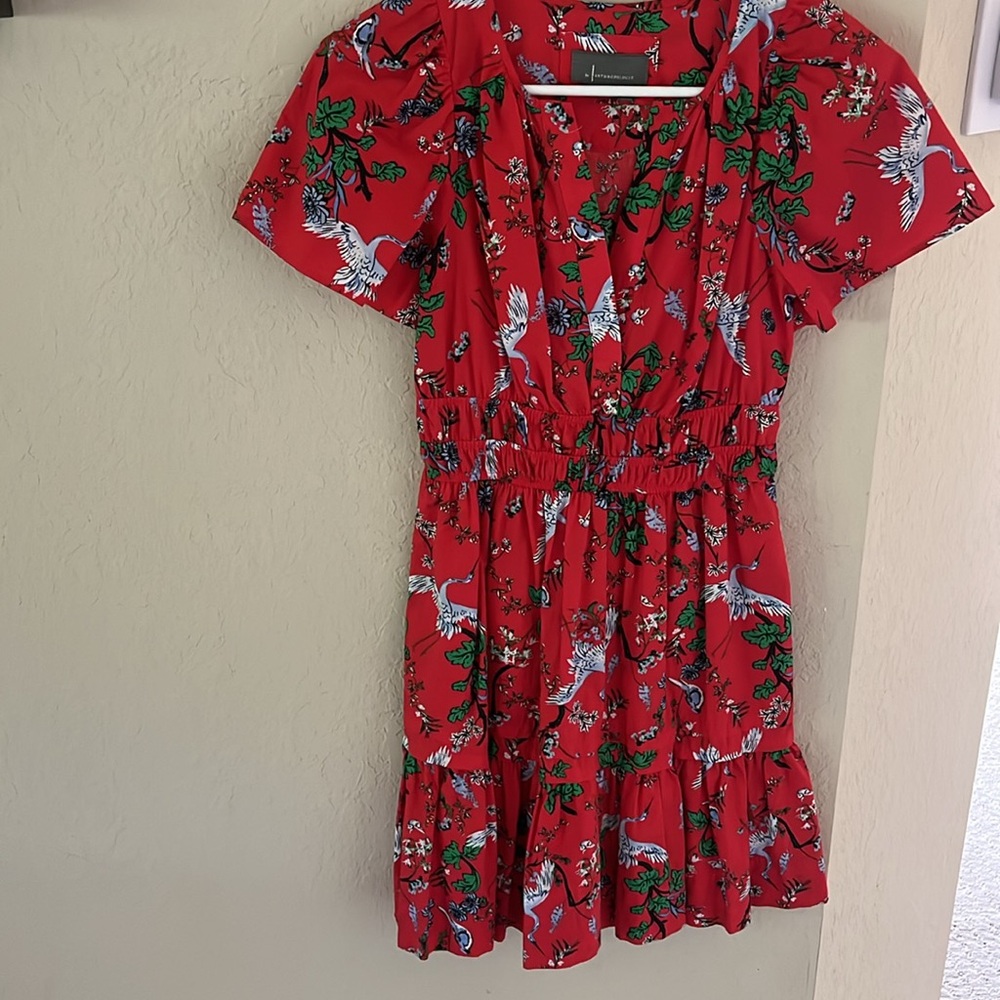 Anthropologie Red Motif Somserset Mini Dress